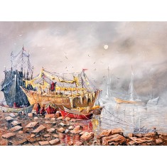 Malik Tariq, 18 x 24 Inch, Acrylic On Canvas, Cityscape Painting, AC-MKT-006